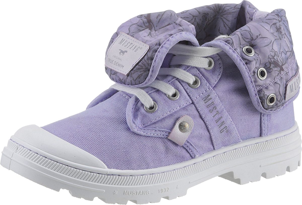 Mustang Shoes Hoge veterschoenen met omklapbare kraag