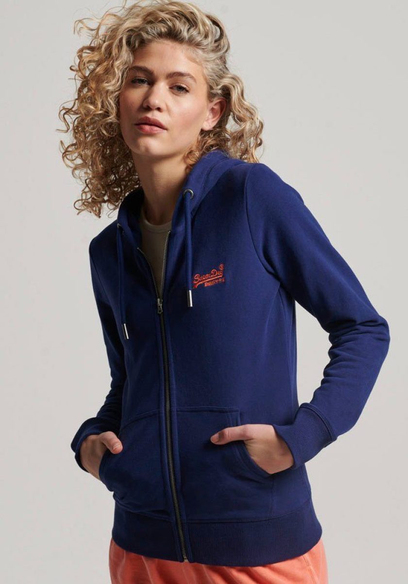 Superdry Capuchonsweatvest Vintage Logo met geborduurd logo