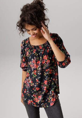 Aniston CASUAL Blouse zonder sluiting met kleurrijke bloemenprint - nieuwe collectie