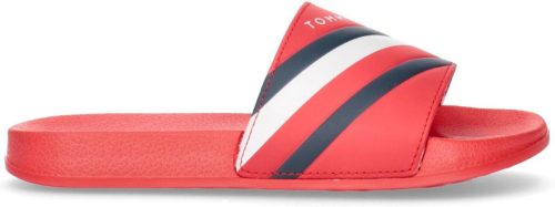 Tommy hilfiger Badslippers STRIPES POOL SLIDE RED met logo-opschrift op de binnenzool