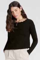 Laura Scott Trui met ronde hals met elegant schulprandje - nieuwe collectie
