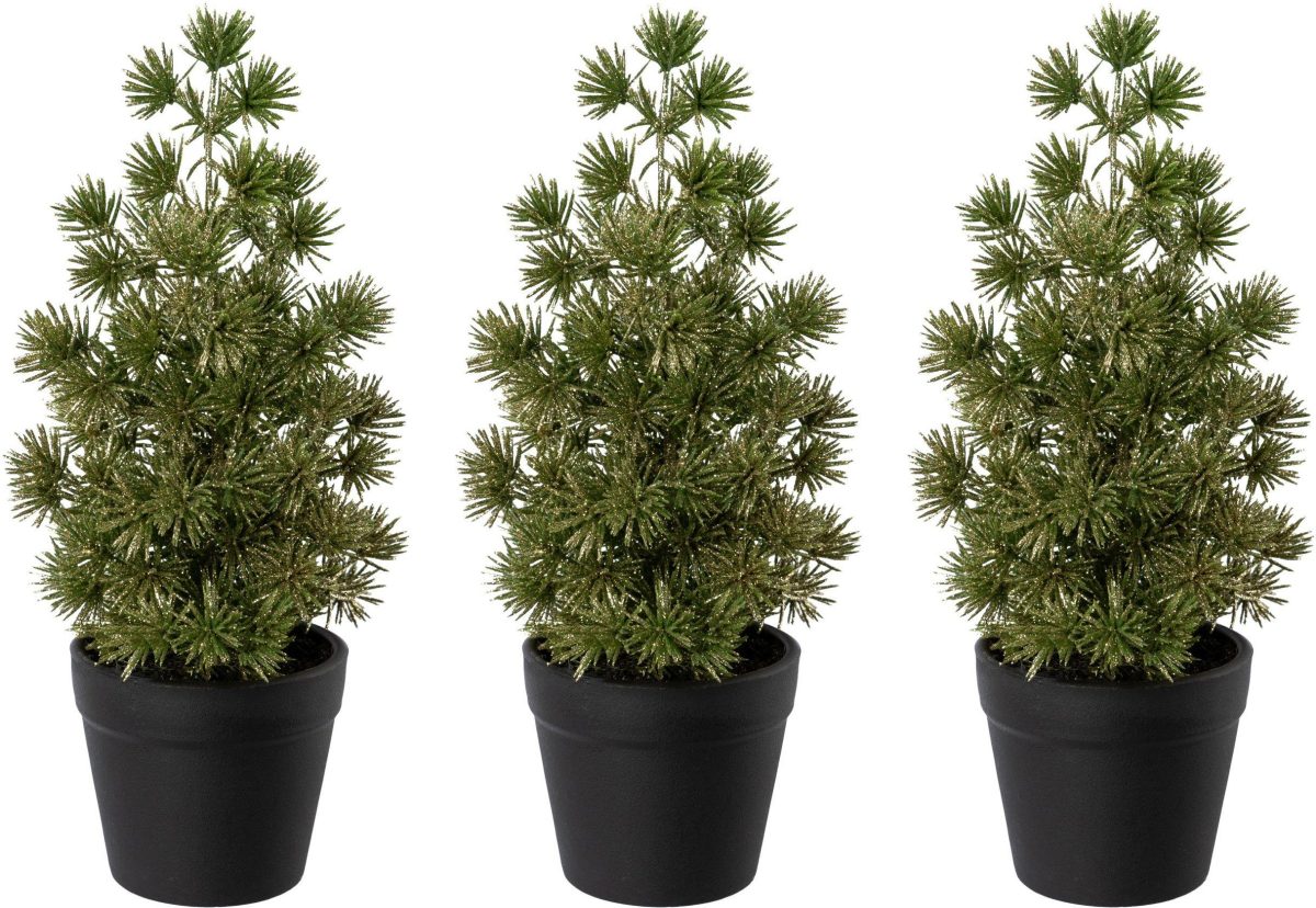 Creativ green Kunstkerstboom Kerstversiering, kunstmatige kerstboom, dennenboom met glitter-look (3 stuks)