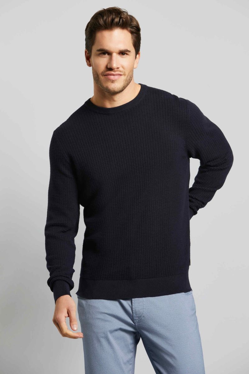 Bugatti Trui met ronde hals in tricot-look