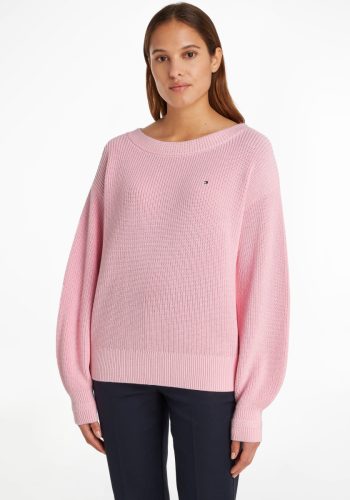 Tommy hilfiger Gebreide trui BOAT NK SWEATER COTTON RIB KNIT met Tommy hilfiger merklabel