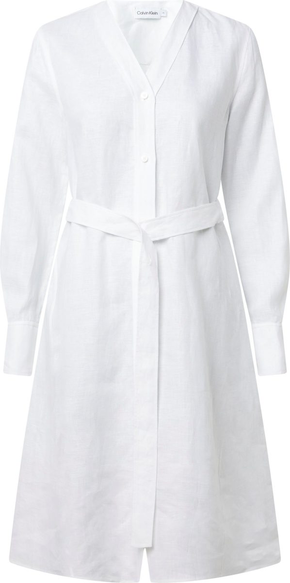 Calvin Klein Curve Jurk met overhemdkraag INCLU LINEN MIDI DRESS in een modieus design