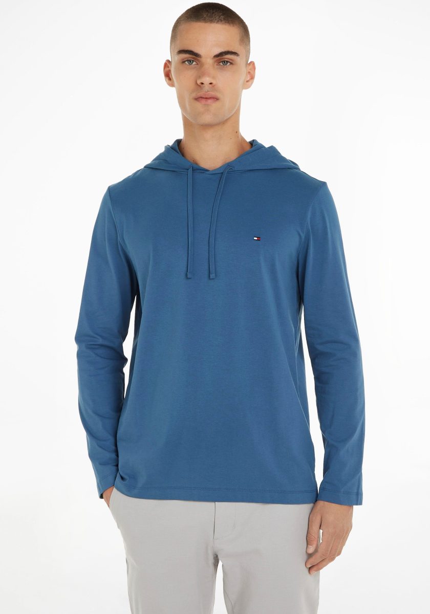 Tommy hilfiger Capuchonshirt HOODED LS TEE met een stijlvol logoborduursel