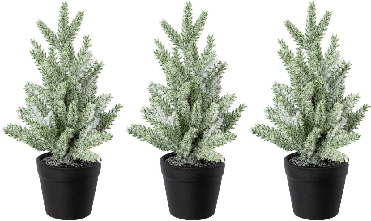 Creativ green Kunstkerstboom Kerstversiering, kunstmatige kerstboom, dennenboom met kunstmatige sneeuw bedekt (3 stuks)