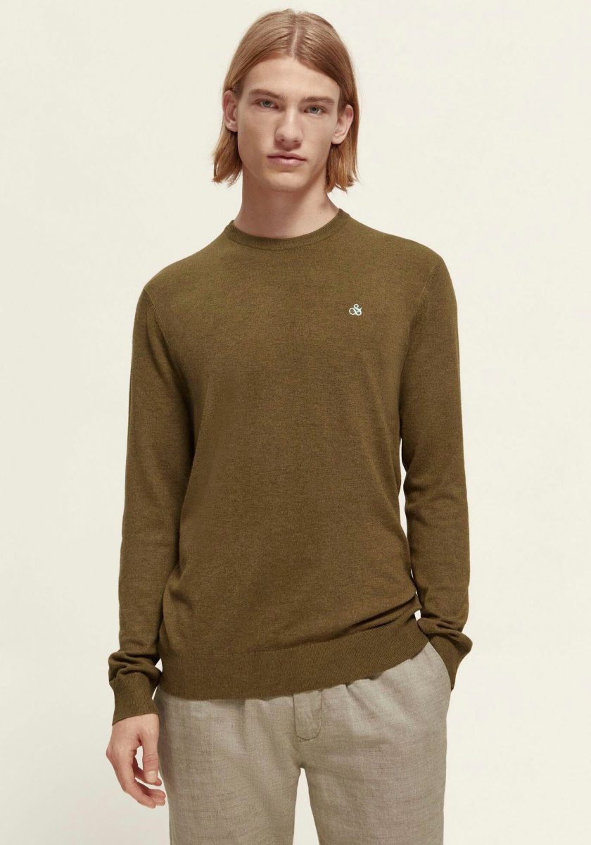 Scotch & Soda Trui met ronde hals Essentials - Ecovero viscose-blend crewneck pullover met klein logoborduursel op borsthoogte