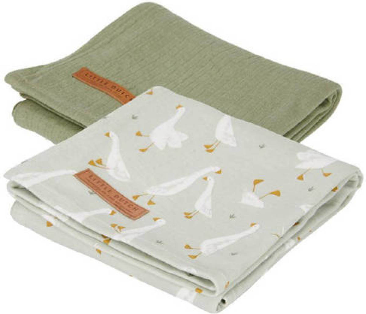 Little Dutch swaddle Little Goose/Pure Olive - set van 2 70x70 cm