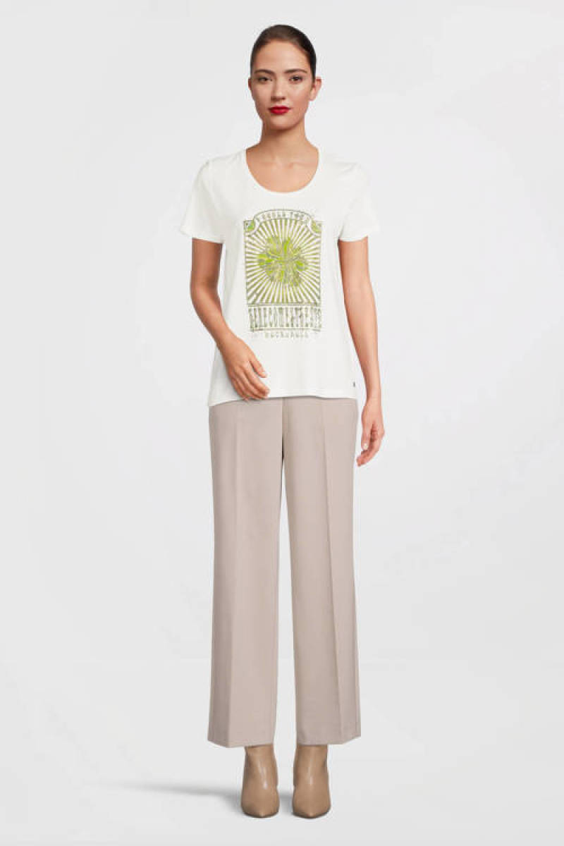 Poools T-shirt met printopdruk wit/geel