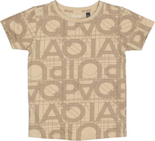 Quapi T-shirt met all over print bruin/ecru