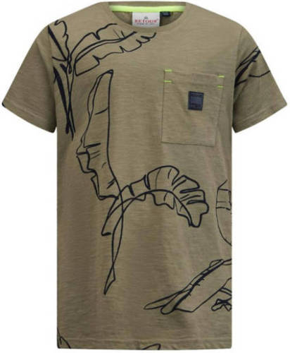 Retour Denim T-shirt Jimmo met all over print armygroen/donkerblauw