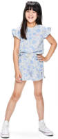 Retour Denim gebloemde short Ruth wit/blauw