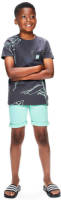 Retour Denim T-shirt Jimmo met all over print donkergrijs/mintgroen
