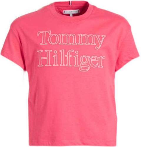 Tommy hilfiger T-shirt met logo koraalrood