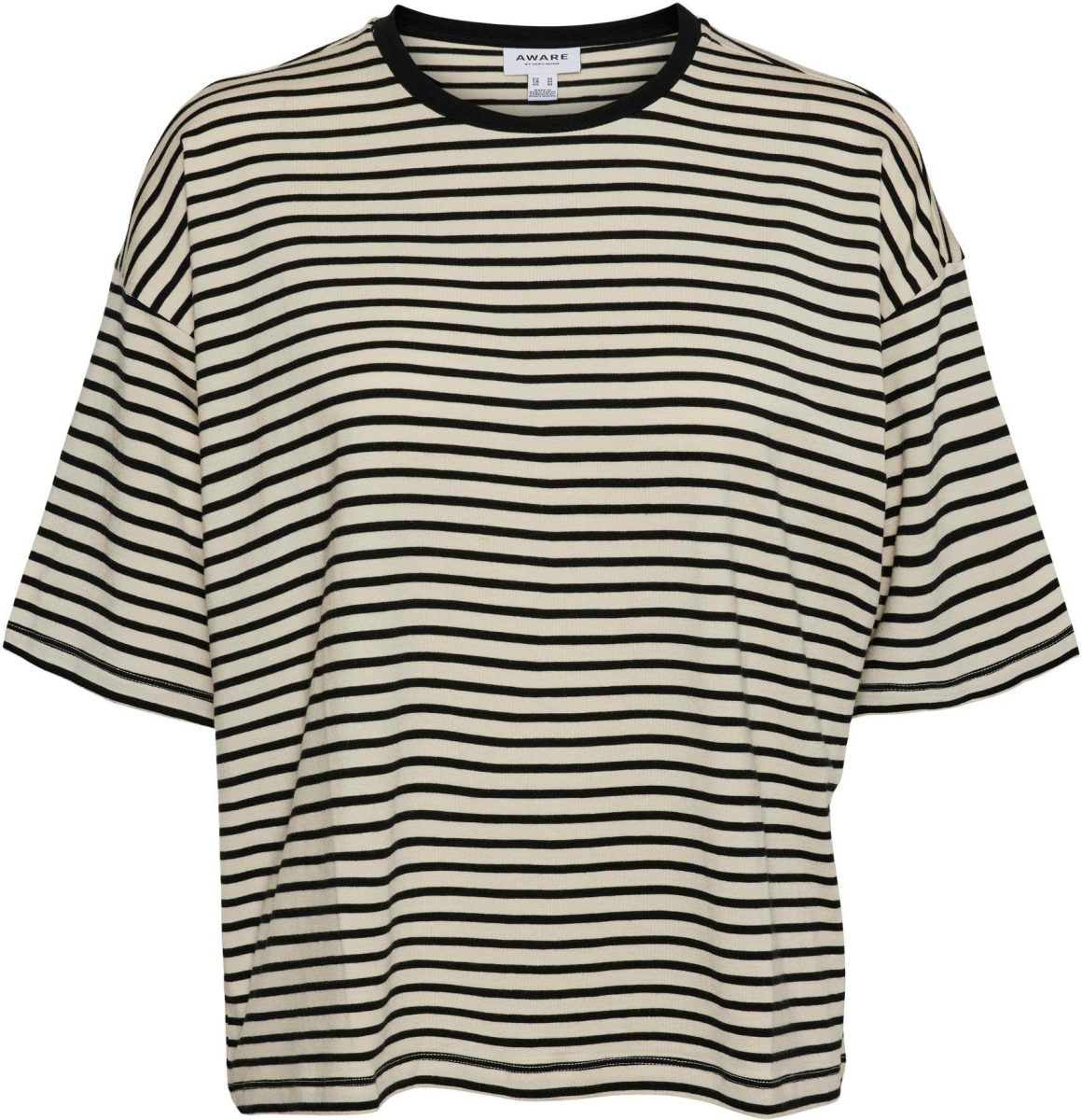 AWARE by VERO MODA gestreept T-shirt VMFIONA ecru/zwart