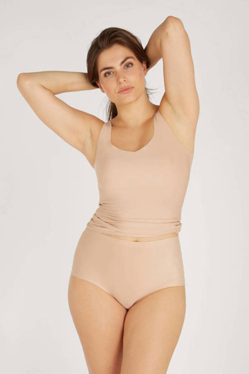 Ten Cate Secrets naadloze maxislip met kant middenbeige