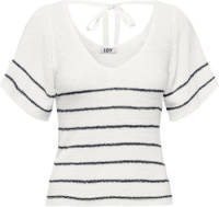 JDY gestreepte gebreide top JDYDESHA wit/donkerblauw