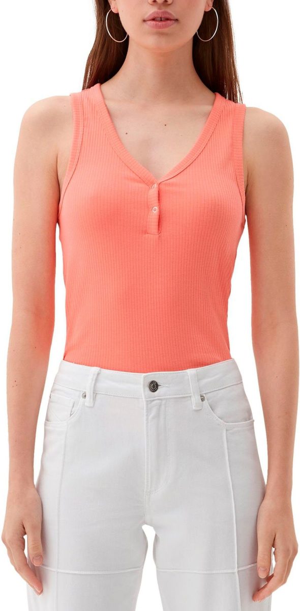 Q/S by s.Oliver ribgebreide singlet roze