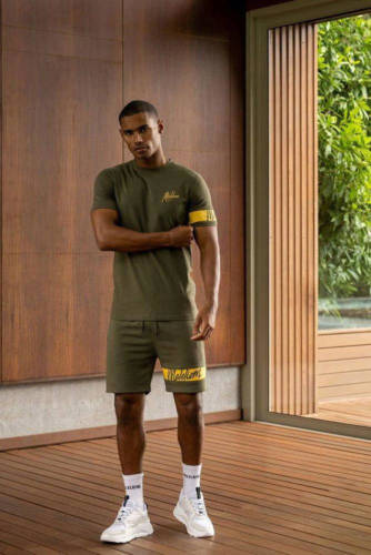 Malelions slim fit short army/yellow