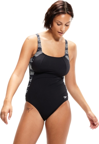 Speedo corrigerend badpak Lunalustre zwart/wit