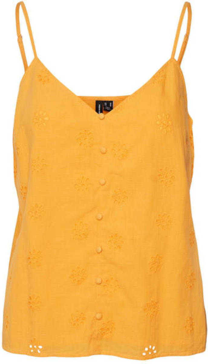 VERO MODA spaghettitop VMMAJA met broderie oranje