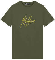 Malelions slim fit T-shirt met logo army/yellow