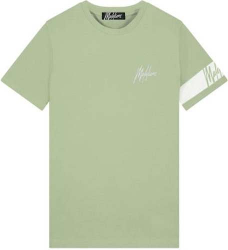 Malelions slim fit T-shirt green/white