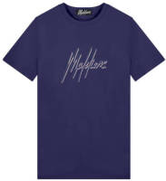Malelions slim fit T-shirt met logo navy/pink