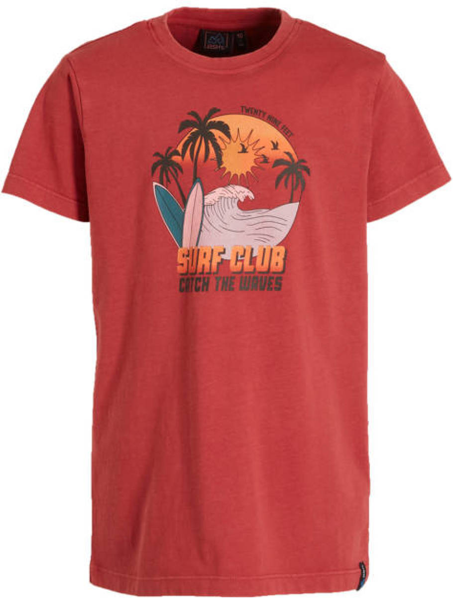 29FT T-shirt met printopdruk donkerrood