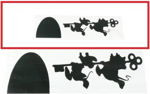 Horend Goed Muursticker Plintsticker Zwart Muizen met sleutel lopen naar links 18 cm x 6 cm woonkamer zolder slaapkamer