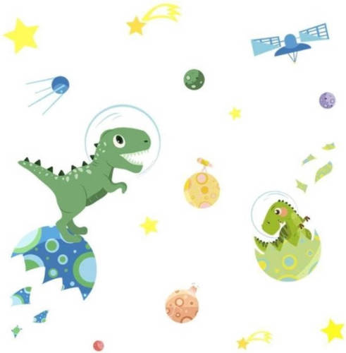 Muursticker Deursticker Tofok Dinosaurus Space Ruimte Kinderkamer Jongens & Meisje Space dino