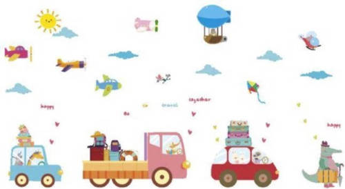 Muurstickers Deursticker Meubelsticker Tofok Kinderkamer Babykamer Voertuigen Auto Vrachtwagen