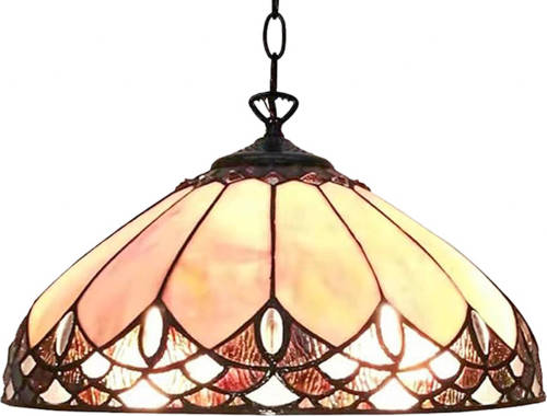 HAES deco - Hanglamp Tiffany Beige, Bruin Ø 39 cm E27/max 1x60W