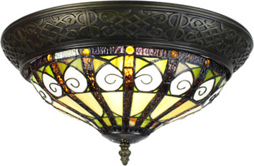 HAES deco - Plafondlamp Tiffany Creme Ø 38x20 cm E14/max 2x25W
