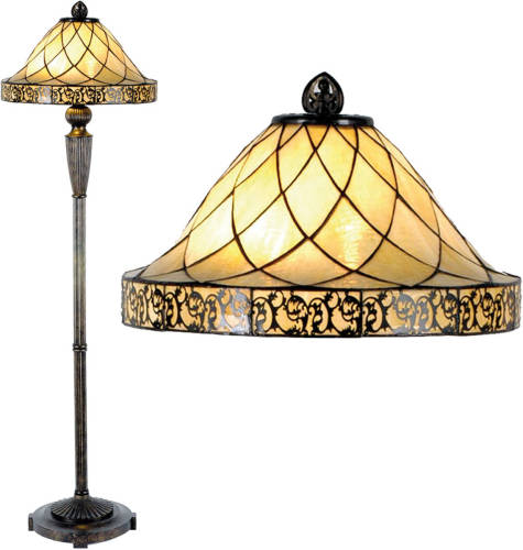 HAES deco - Tiffany Vloerlamp Beige Ø 46x168 cm E27/max 2x60W