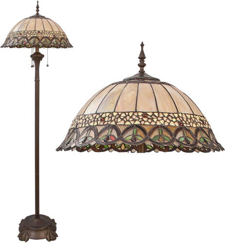 HAES deco - Tiffany Vloerlamp Beige, Bruin Ø 50x165 cm E27/max 3x60W