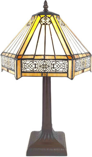 HAES deco - Tiffany Tafellamp Creme, Bruin Ø 30x50 cm Fitting E27 / Lamp max 1x60W