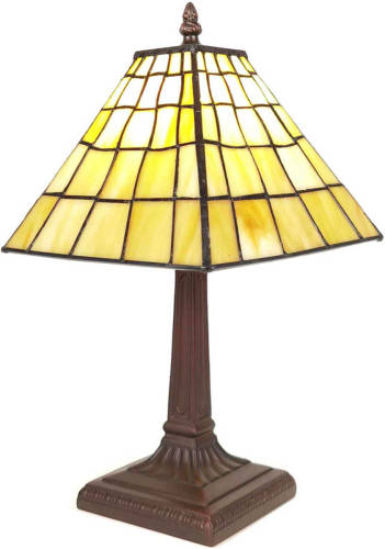 HAES deco - Tiffany Tafellamp Geel Ø 20x38 cm Fitting E14 / Lamp max 1x40W