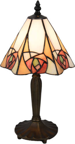 HAES deco - Tiffany Tafellamp Beige, Geel 20x18x37 cm Fitting E14 / Lamp max 1x40W