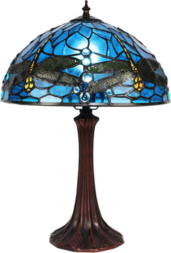 HAES deco - Tiffany Tafellamp Blauw Ø 31x43 cm Fitting E27 / Lamp max 1x40W