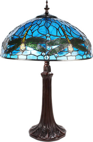 HAES deco - Tiffany Tafellamp Blauw Ø 41x57 cm Fitting E27 / Lamp max 2x40W