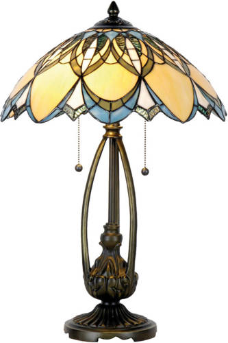 HAES deco - Tiffany Tafellamp Blauw, Beige Ø 40x60 cm Fitting E27 / Lamp max 2x60W