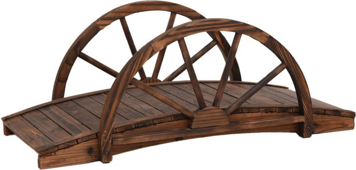 VidaXL Tuinbrug met half wiel 99x50x38 cm massief vurenhout