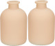 Jodeco - bloemenvaas Avignon - 2x - Fles model - glas - mat taupe - H17 x D11 cm - Vazen