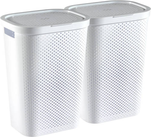 Curver Infinity Recycled Wasmand met deksel - 60L - 2 stuks - Wit