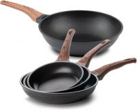 Rosmarino Black Line Koekenpannenset 20/24/28cm + wokpan 30cm