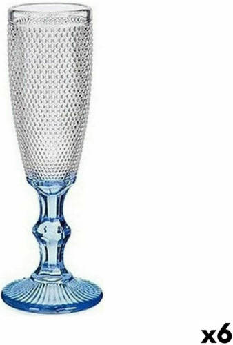 Vivalto Champagneglas Punten Blauw Transparant Glas 6 Stuks (180 ml)