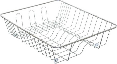 Secret de Gourmet Afdruiprek/afwasrek zilver 39 x 33,5 cm van verchroomd metaal - Afdruiprekken