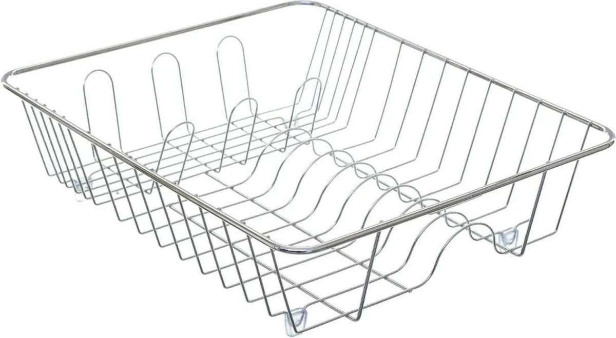 Secret de Gourmet Afdruiprek/afwasrek zilver 39 x 33,5 cm van verchroomd metaal - Afdruiprekken